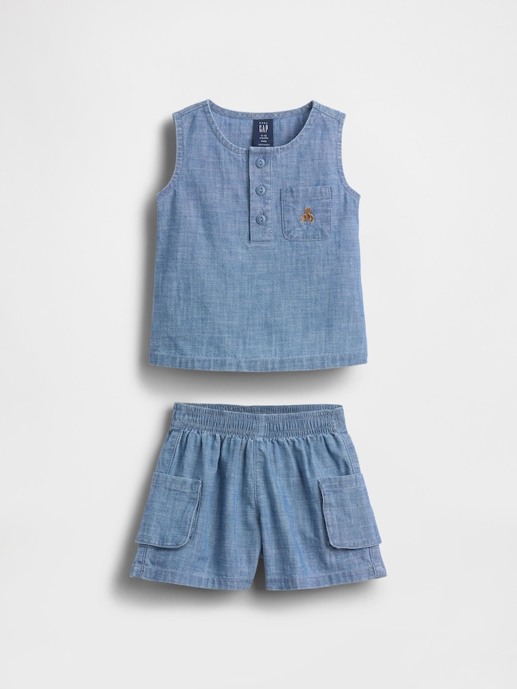 Gap Medium Wash Pocket Denim Outfit Set (0-24mths) - Image 1 of 3