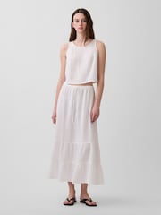 Gap White Cotton Gauze Easy Tiered Maxi Skirt - Image 1 of 4