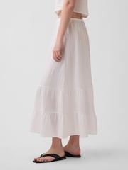 Gap White Cotton Gauze Easy Tiered Maxi Skirt - Image 3 of 4