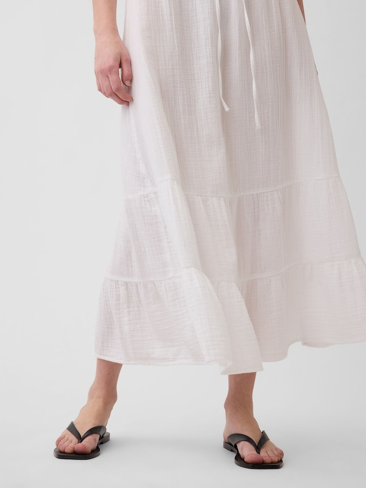 Gap White Cotton Gauze Easy Tiered Maxi Skirt - Image 4 of 4