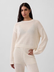 Gap White Crochet Relaxed Jumper - Image 1 of 4