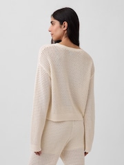 Gap White Crochet Relaxed Jumper - Image 2 of 4