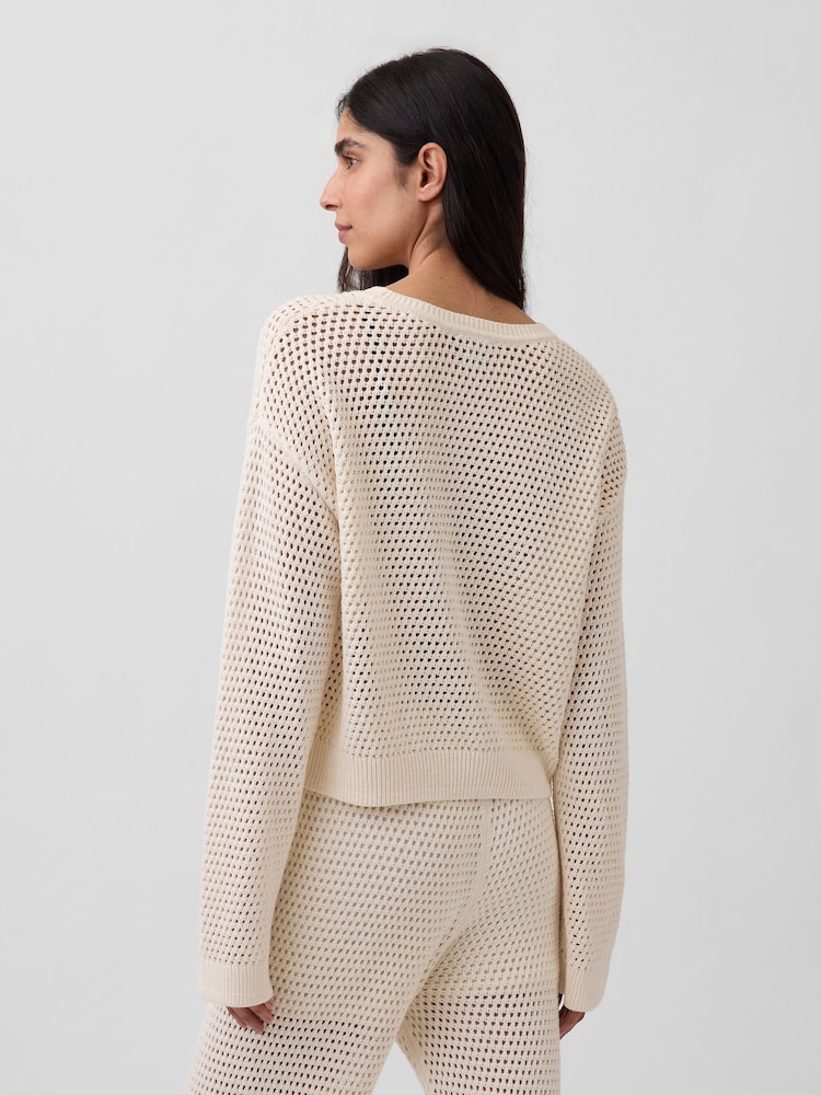 Gap White Crochet Relaxed Jumper - Image 2 of 4