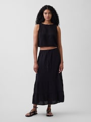 Gap Black Cotton Gauze Easy Tiered Maxi Skirt - Image 1 of 4