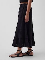 Gap Black Cotton Gauze Easy Tiered Maxi Skirt - Image 3 of 4
