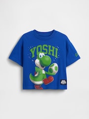 Gap Blue Yoshi Super Mario Oversized Graphic T-Shirt (2-5yrs) - Image 2 of 3