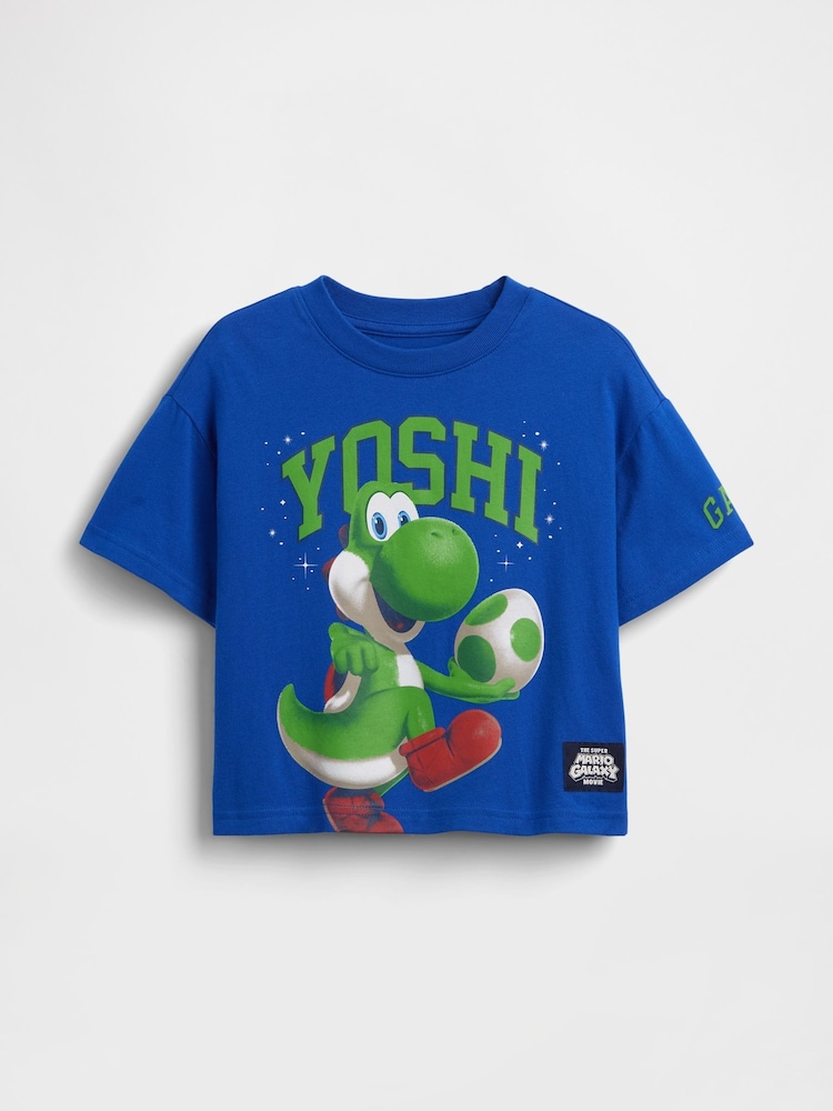 Gap Blue Yoshi Super Mario Oversized Graphic T-Shirt (2-5yrs) - Image 2 of 3