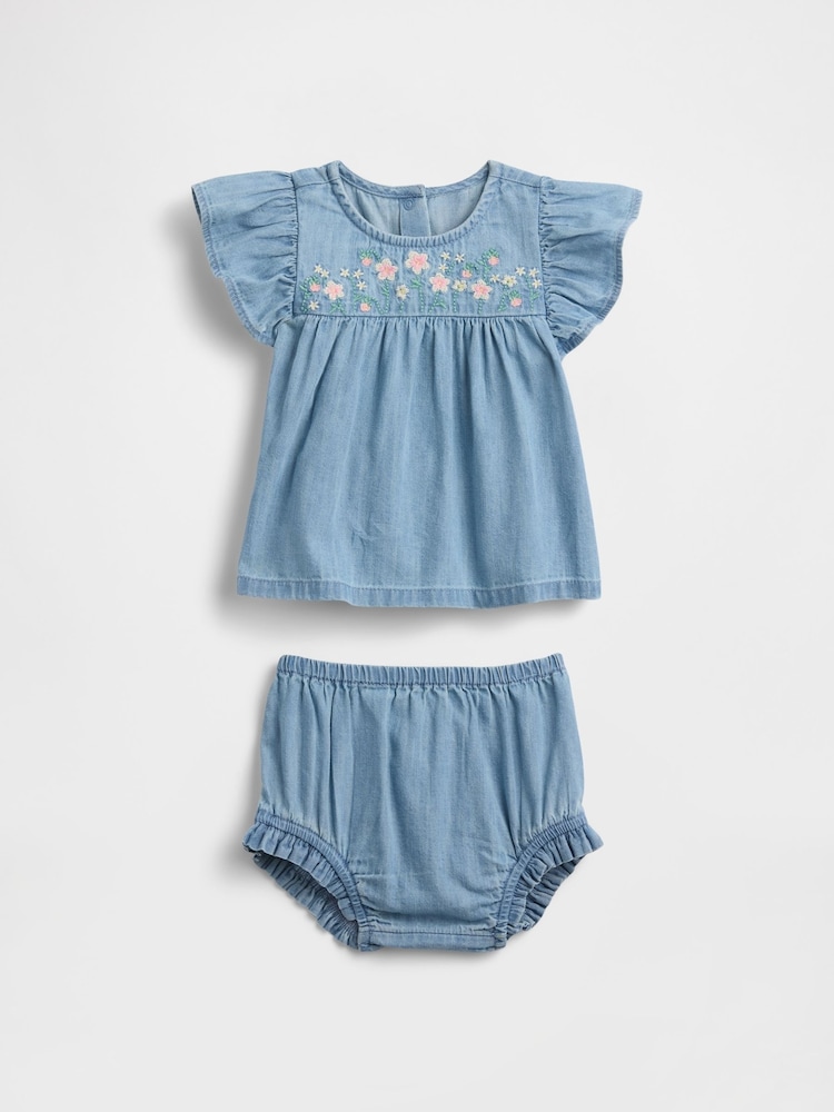 Gap Medium wash Denim Embroidered Outfit Set (0-24mths) - Image 1 of 3