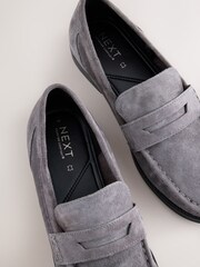 Grey Forever Comfort® Leather Ruched Saddle Loafers - Image 10 of 12