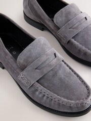Grey Forever Comfort® Leather Ruched Saddle Loafers - Image 11 of 12