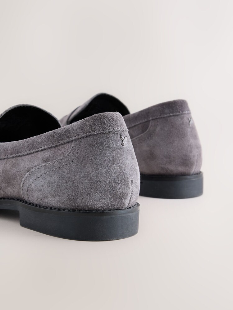 Grey Forever Comfort® Leather Ruched Saddle Loafers - Image 12 of 12