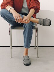 Grey Forever Comfort® Leather Ruched Saddle Loafers - Image 6 of 12
