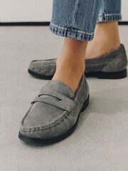 Grey Forever Comfort® Leather Ruched Saddle Loafers - Image 7 of 12