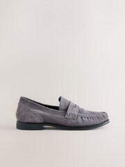 Grey Forever Comfort® Leather Ruched Saddle Loafers - Image 9 of 12