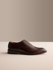 Dark Brown Standard Fit Signature Leather Sole Oxford Toe Cap Shoes - Image 2 of 6