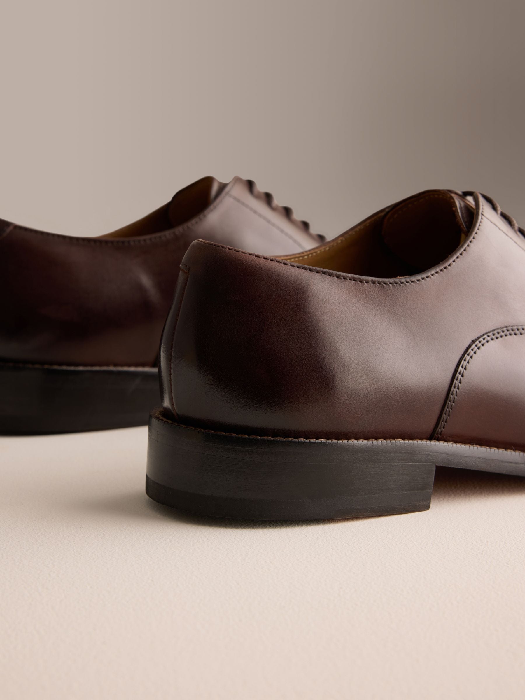 Buy Dark Brown Standard Fit Signature Leather Sole Oxford Toe Cap