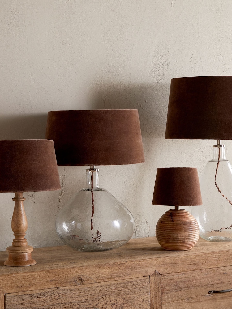 Nkuku Mocha Mendai Velvet & Linen Small Lampshade - Image 2 of 6 Nkuku Mocha Mendai Velvet & Linen Small Lampshade - Image 2 of 6