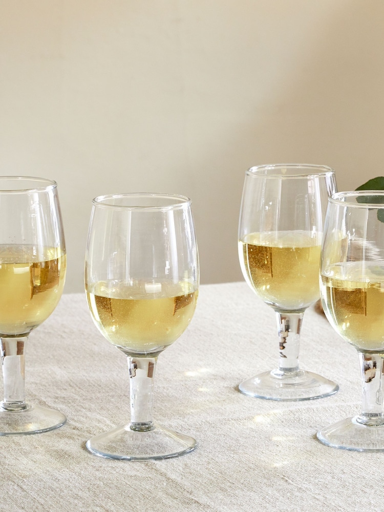 Nkuku Set of 4 Clear Pani Wine Glasses - Image 1 of 3 Nkuku Set of 4 Clear Pani Wine Glasses - Image 1 of 3