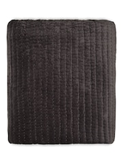 Nkuku Charcoal Nidra Medium Velvet & Linen Bed Quilt - Image 3 of 3