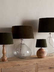 Nkuku Moss Green Mendai Velvet & Linen Extra Large Lampshade - Image 2 of 6