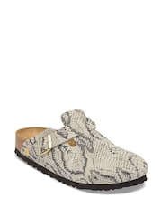 Birkenstock Snake Print Grey Boston Print Suede Clogs - Image 1 of 1