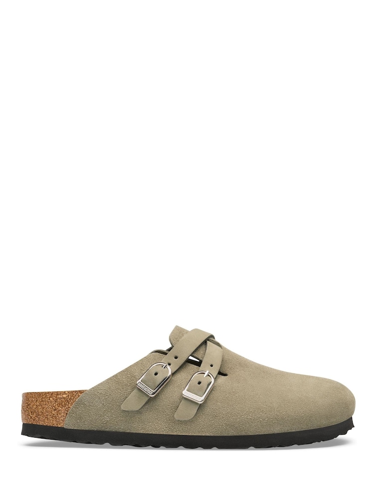 Birkenstock Taupe Brown Blair D-Buckle Suede Clogs - Image 1 of 3