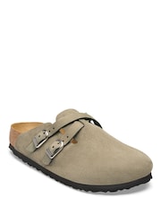 Birkenstock Taupe Brown Blair D-Buckle Suede Clogs - Image 2 of 3
