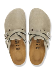 Birkenstock Taupe Brown Blair D-Buckle Suede Clogs - Image 3 of 3