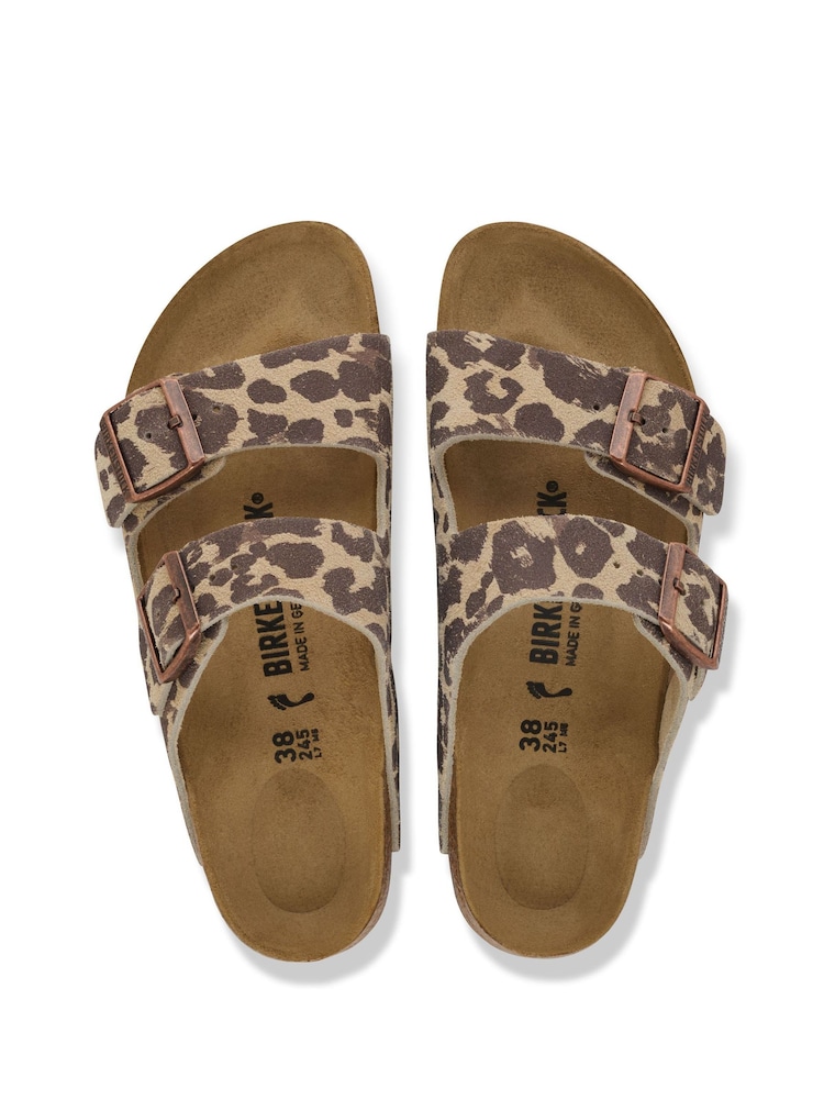 Birkenstock Brown Leopard Print Arizona Suede Sandals - Image 3 of 3