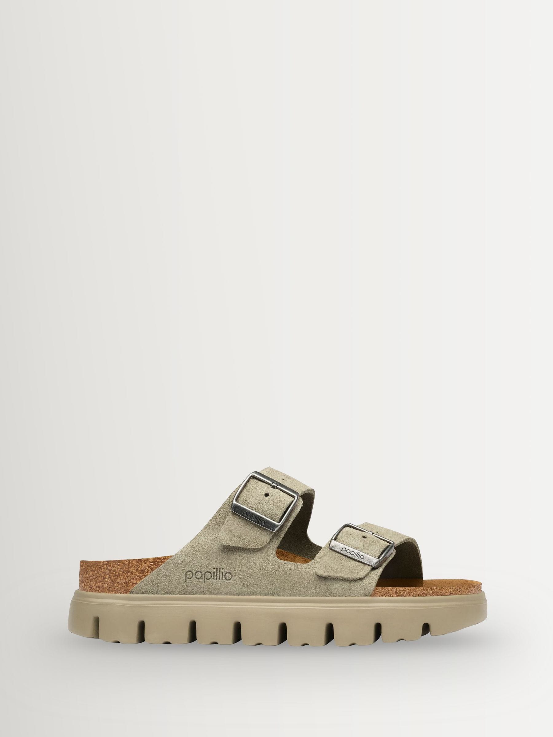 Buy Birkenstock Taupe Brown Chunky Papillio Suede Arizona Platform