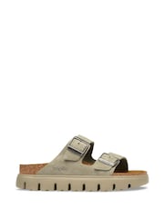 Birkenstock Taupe Brown Chunky Papillio Suede Arizona Platform Sandals - Image 1 of 2