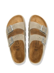 Birkenstock Taupe Brown Chunky Papillio Suede Arizona Platform Sandals - Image 2 of 2