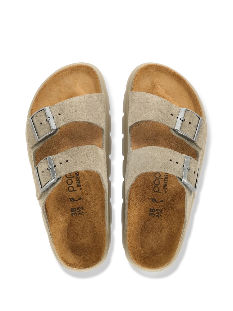 Birkenstock Taupe Brown Chunky Papillio Suede Arizona Platform Sandals - Image 2 of 2 Birkenstock Taupe Brown Chunky Papillio Suede Arizona Platform Sandals - Image 2 of 2