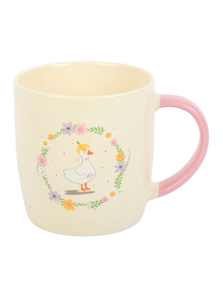 Something Different Cream Floral Duck Mug - Image 4 of 4