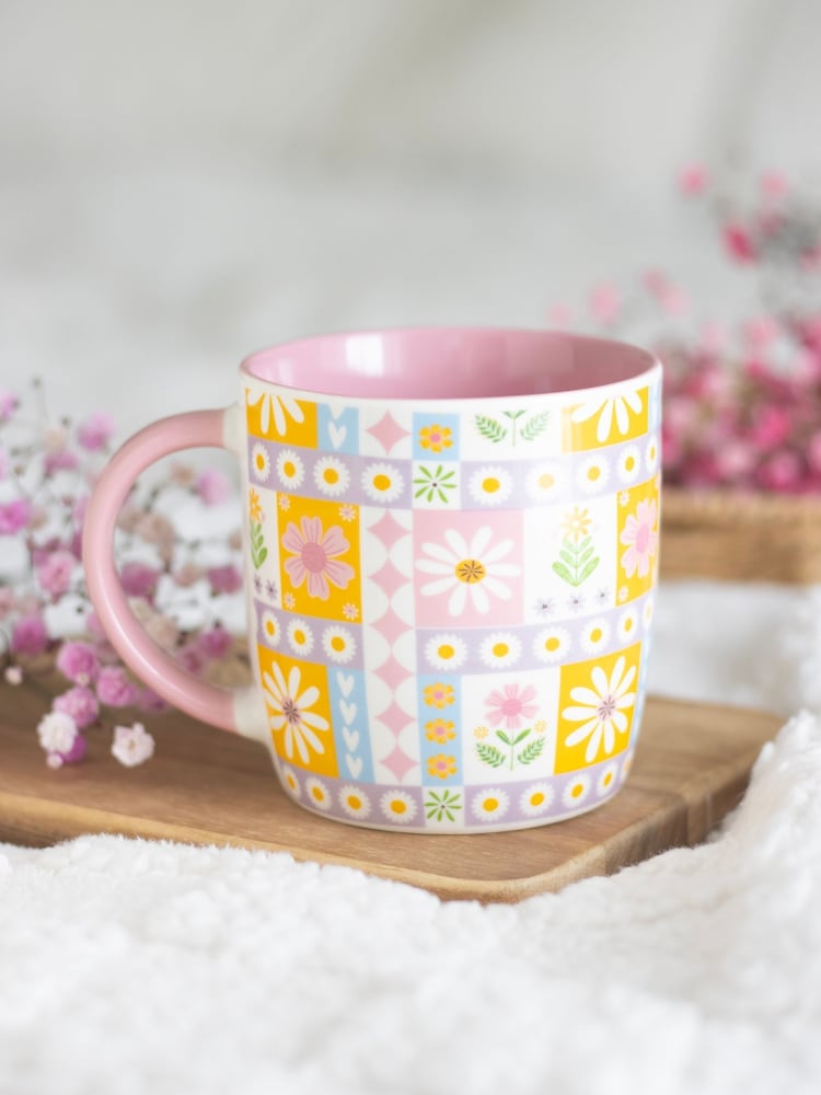 Something Different Pink Floral Patchwork Print Mug - Image 1 of 4