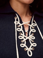 Monsoon Blue Terese Tie Collared Jumper - Image 3 of 5