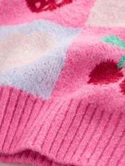 Little Bird by Jools Oliver Pink Fruit Checkerboard Jumper - Image 10 of 11