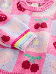 Little Bird by Jools Oliver Pink Fruit Checkerboard Jumper - Image 9 of 11