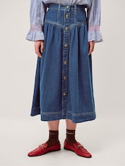 Monsoon חצאית ג'ינס באורך מידי עם כפתור, דגם Tamsin - תמונה 2 מתוך 5