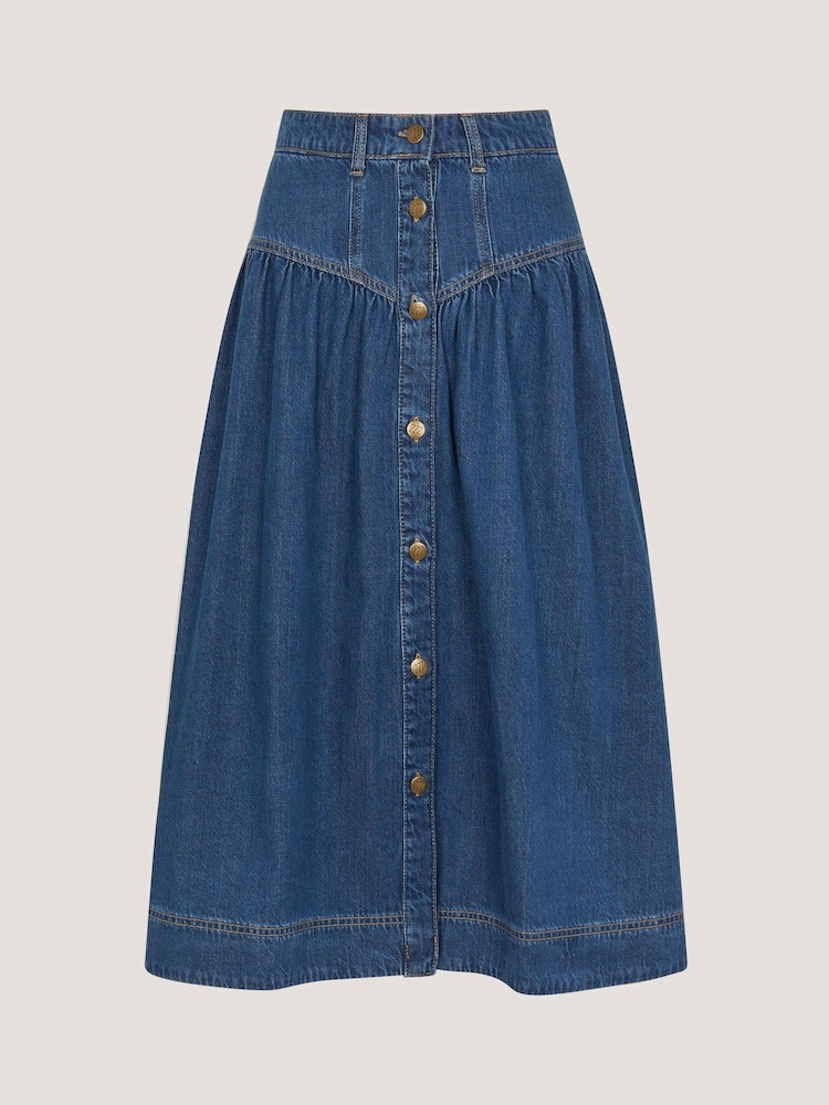 Monsoon חצאית ג'ינס באורך מידי עם כפתור, דגם Tamsin - תמונה 5 מתוך 5 Monsoon חצאית ג'ינס באורך מידי עם כפתור, דגם Tamsin - תמונה 5 מתוך 5