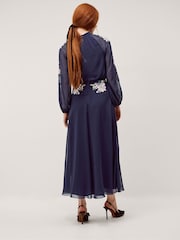 Monsoon Blue Annika Floral Embroidered Chiffon Midi Dress - Image 2 of 4