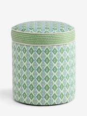 Nina Campbell Green Ikat Diamonds Rosebury Round Footstool - Image 1 of 5