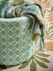 Nina Campbell Green Ikat Diamonds Rosebury Round Footstool - Image 3 of 5