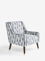 Nina Campbell Rowan Ikat Denim Blue Rosebury Accent Chair - Image 2 of 7