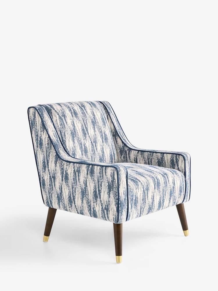 Nina Campbell Rowan Ikat Denim Blue Rosebury Accent Chair - Image 2 of 7 Nina Campbell Rowan Ikat Denim Blue Rosebury Accent Chair - Image 2 of 7