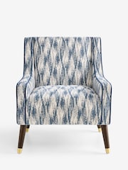 Nina Campbell Rowan Ikat Denim Blue Rosebury Accent Chair - Image 3 of 7