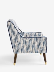 Nina Campbell Rowan Ikat Denim Blue Rosebury Accent Chair - Image 4 of 7