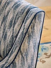 Nina Campbell Rowan Ikat Denim Blue Rosebury Accent Chair - Image 6 of 7