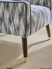 Nina Campbell Rowan Ikat Denim Blue Rosebury Accent Chair - Image 7 of 7