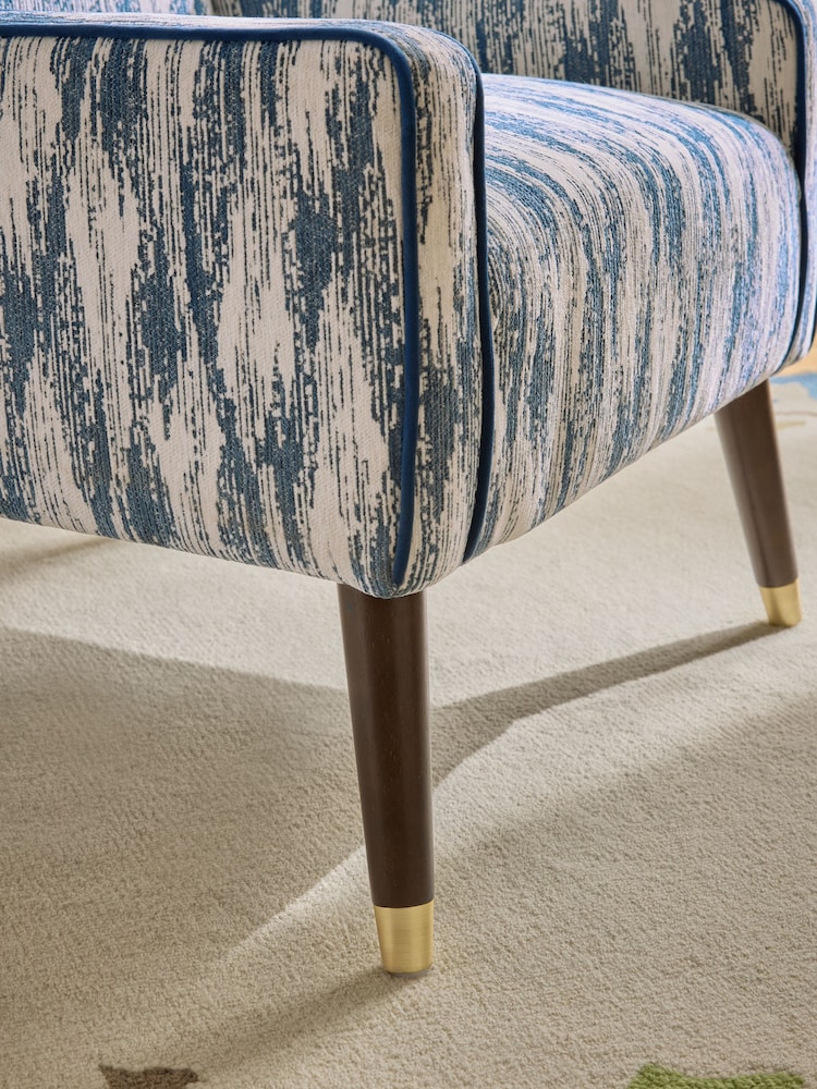 Nina Campbell Rowan Ikat Denim Blue Rosebury Accent Chair - Image 7 of 7 Nina Campbell Rowan Ikat Denim Blue Rosebury Accent Chair - Image 7 of 7